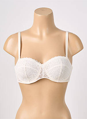 Sutien efect material satinat sutien cupe întregi cu decolteu înalt bej PASSIONATA femeie