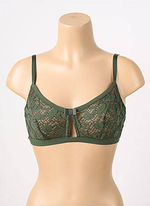 Sutien efect material satinat sutien cupe întregi cu decolteu înalt verde LOU femeie