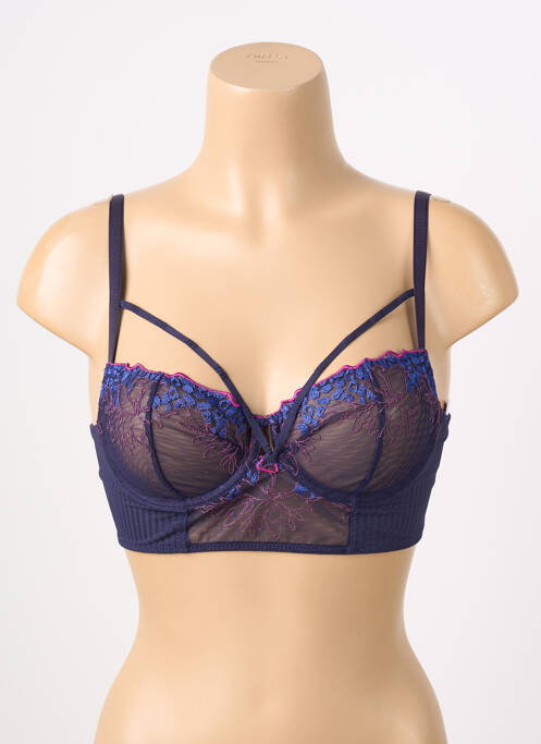 Sutien efect material satinat sutien cupe întregi cu decolteu înalt albastru CHANTELLE femme