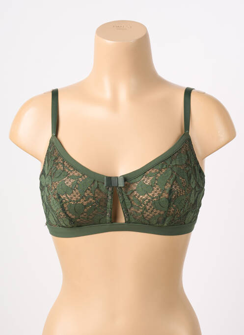 Sutien fără armatură sutien cupe întregi cu decolteu înalt verde LOU femme