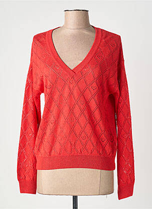 Pulover guler în v mâneci lungi portocaliu I.CODE (By IKKS) femeie
