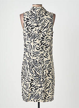 Rochie midi imprimeu fantezie mâneci scurte bej LE TEMPS DES CERISES femeie