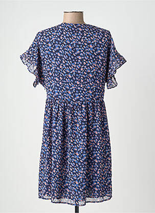 Rochie scurtă croială fluidă mâneci scurte albastru LE TEMPS DES CERISES femeie