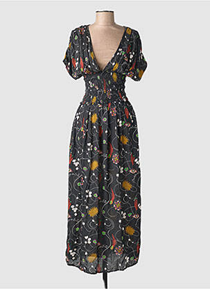 Rochie lungă imprimeu fantezie mâneci scurte negru SCOTCH & SODA femeie