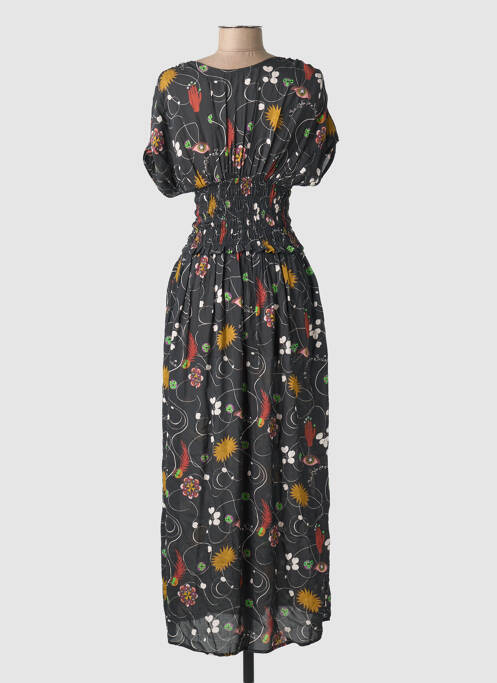 Rochie lungă imprimeu fantezie mâneci scurte negru SCOTCH & SODA femme