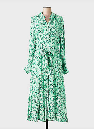 Rochie lungă imprimeu fantezie mâneci lungi verde SELECTED femeie