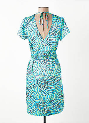 Rochie midi imprimeu fantezie mâneci scurte albastru IKKS femeie