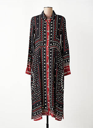 Rochie midi imprimeu fantezie mâneci lungi negru MKT STUDIO femeie
