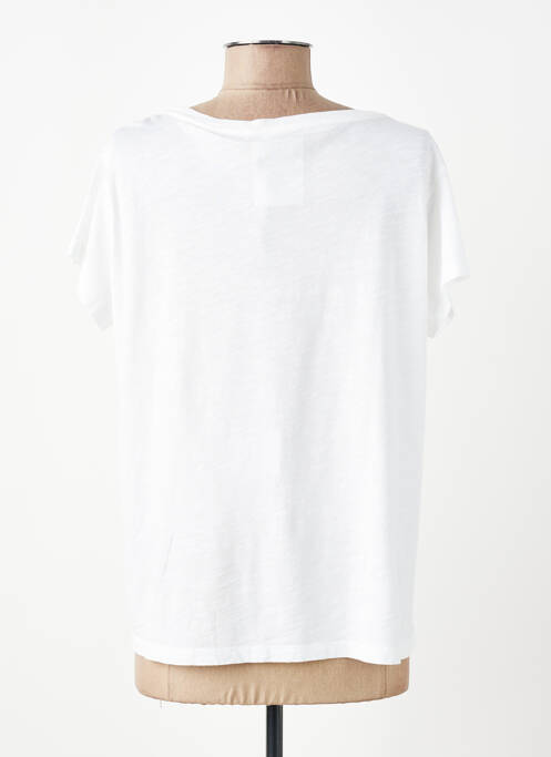 Tricou serigrafie flockată mâneci scurte alb ONE TEE femme