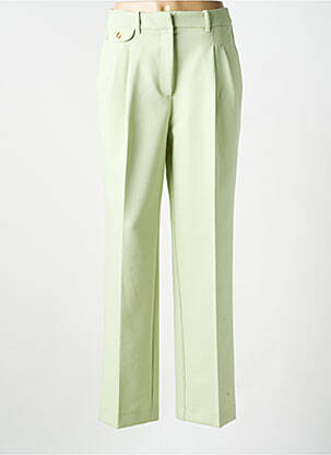 Pantalon drept țesătură crep talie înaltă verde SELECTED femeie
