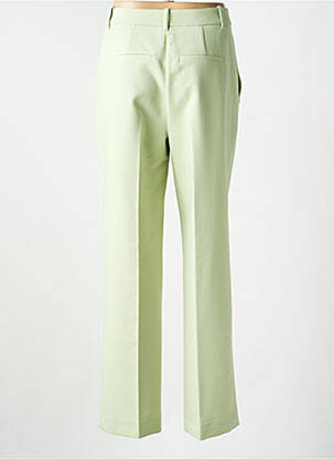 Pantalon drept țesătură crep talie înaltă verde SELECTED femeie