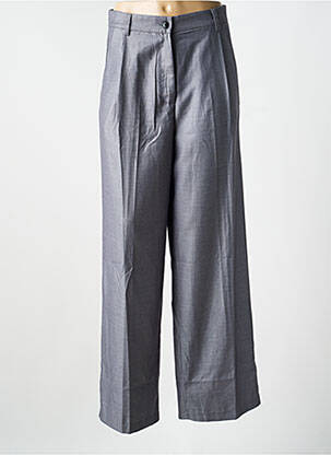 Pantalon larg închidere cu fermoar sub clapetă cu nasturi talie înaltă gri ARTLOVE femeie