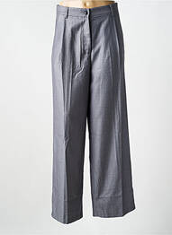 Pantalon larg închidere cu fermoar sub clapetă cu nasturi talie înaltă gri ARTLOVE femme