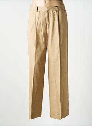 Pantalon larg țesătură poplin talie înaltă bej SCOTCH & SODA femeie