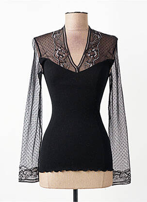 Top croială cambrată mâneci lungi negru OSCALITO femeie