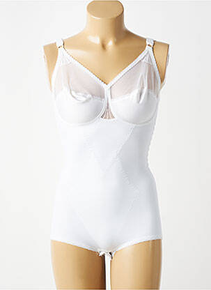 Body de lenjerie efect material satinat alb BARBARA femeie