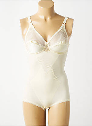 Body de lenjerie efect material satinat galben BARBARA femeie