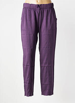 Pantalon drept țesătură poplin mărime normală violet LA FEE MARABOUTEE femeie