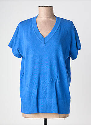 Tricou guler în v mâneci scurte albastru POMODORO femeie