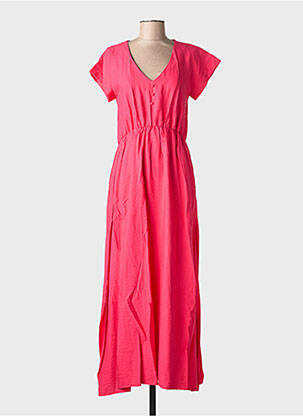 Rochie lungă mâneci scurte mâneci scurte roz C'EST BEAU LA VIE femeie