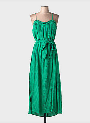 Rochie lungă țesătură crep bretele subțiri verde COMPAÑIA FANTASTICA femeie