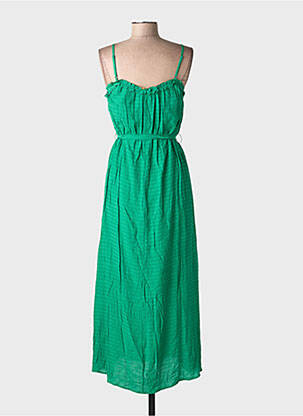 Rochie lungă țesătură crep bretele subțiri verde COMPAÑIA FANTASTICA femeie