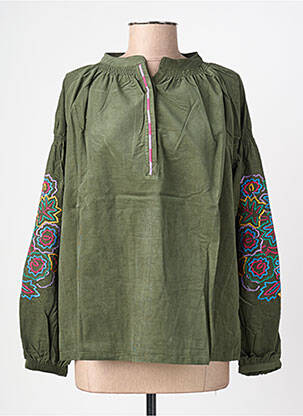 Bluză guler rotund mâneci lungi verde ORFEO femeie