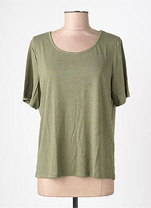 Tricou croială dreaptă mâneci scurte verde PIECES femeie