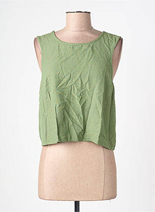 Top croială cambrată fără mâneci verde PIECES femeie