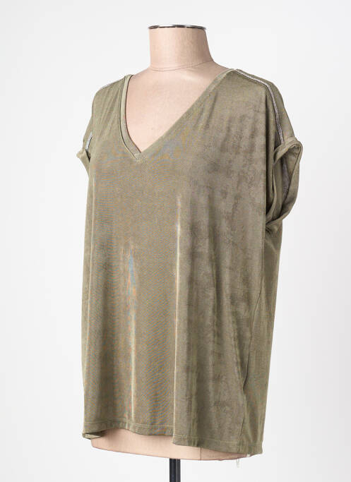 Tricou croială dreaptă mâneci scurte verde DEELUXE femme