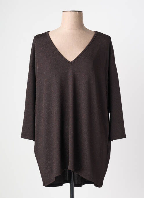 Top elasticitate mâneci 3/4 maro VERO MODA femme