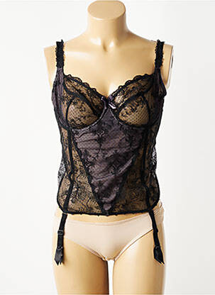 Corset/jartieră efect material satinat negru EMPREINTE femeie