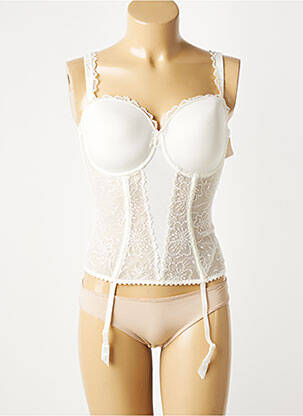 Corset/jartieră efect material satinat alb MARIE JO femeie