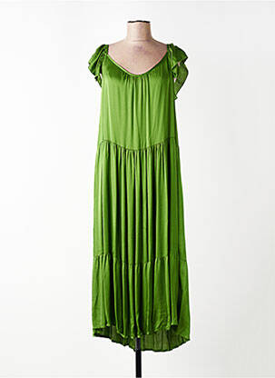 Rochie lungă mâneci scurte mâneci scurte verde PAKO LITTO femeie