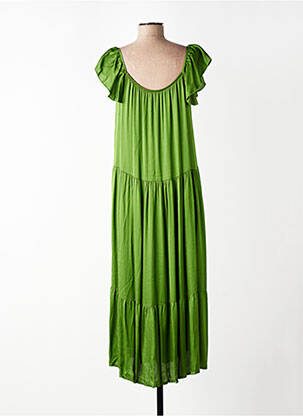 Rochie lungă mâneci scurte mâneci scurte verde PAKO LITTO femeie