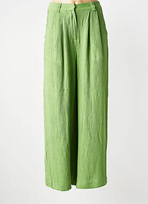 Pantalon larg țesătură crep mărime normală verde SEE U SOON femeie