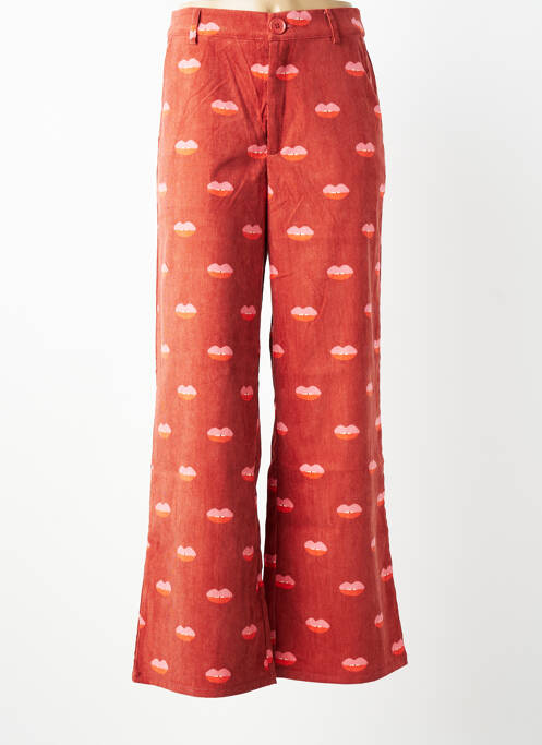Pantalon larg închidere cu fermoar sub clapetă cu nasturi mărime normală roșu COMPAÑIA FANTASTICA femme