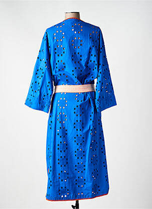 Rochie lungă croială cambrată mâneci 3/4 albastru HOD femeie