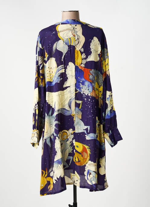 Rochie midi imprimeu fantezie mâneci lungi albastru HOD femme