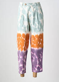 Pantalon 7/8 închidere cu fermoar sub clapetă cu nasturi mărime normală albastru LOVE AND LET DYE femme