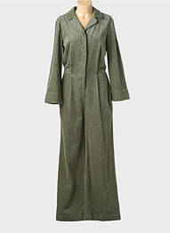 Salopetă-pantalon închidere cu nasturi pe față mâneci lungi verde KARMA KOMA femme