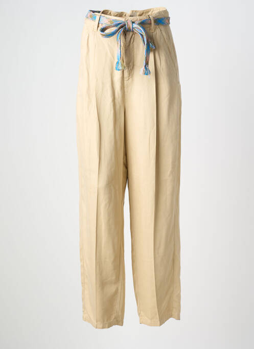 Pantalon larg țesătură poplin mărime normală bej LABDIP femme