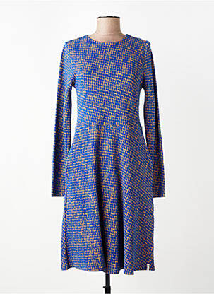 Rochie midi imprimeu fantezie mâneci lungi albastru TRANQUILLO femeie