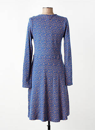 Rochie midi imprimeu fantezie mâneci lungi albastru TRANQUILLO femeie