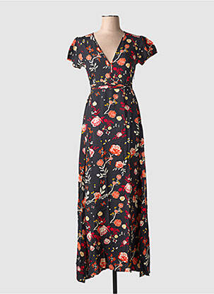 Rochie lungă mâneci scurte mâneci scurte negru COTON DU MONDE femeie