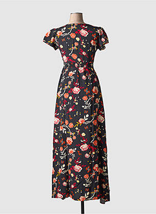 Rochie lungă mâneci scurte mâneci scurte negru COTON DU MONDE femeie