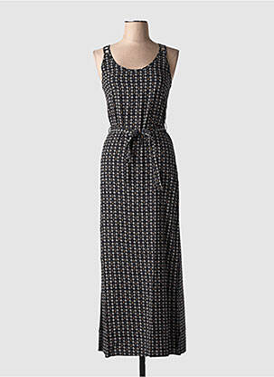 Rochie lungă țesătură poplin fără mâneci negru COTON DU MONDE femeie