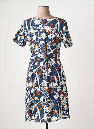 Rochie midi imprimeu floral mâneci scurte albastru COTON DU MONDE femeie