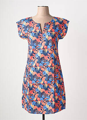 Rochie scurtă mâneci scurte mâneci scurte albastru COTON DU MONDE femeie
