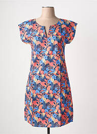 Rochie scurtă mâneci scurte mâneci scurte albastru COTON DU MONDE femme